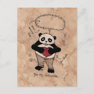 Cartão Postal De Festividades Be my Valentine, Panda.