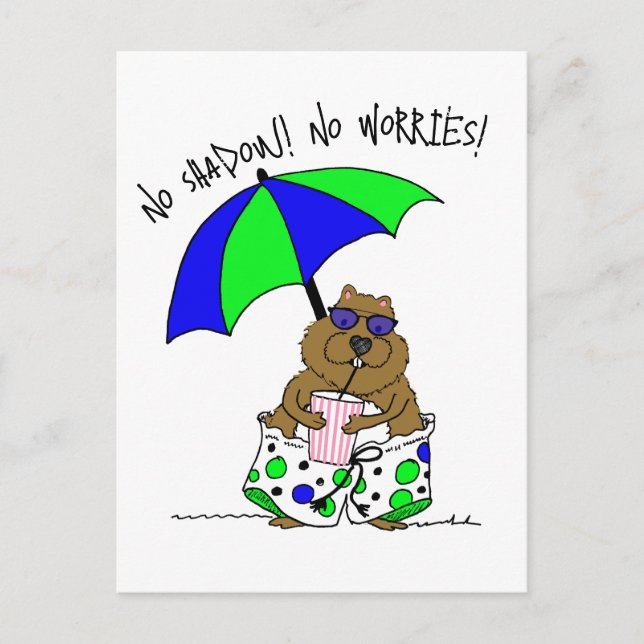 Cartão Postal De Festividades Beach Day Groundhog (Frente)