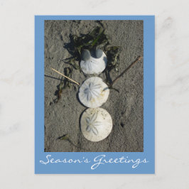 Cartão Postal De Festividades Beach Snowman