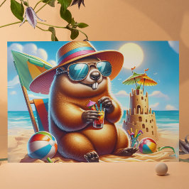 Cartão Postal De Festividades Beachside Groundhog