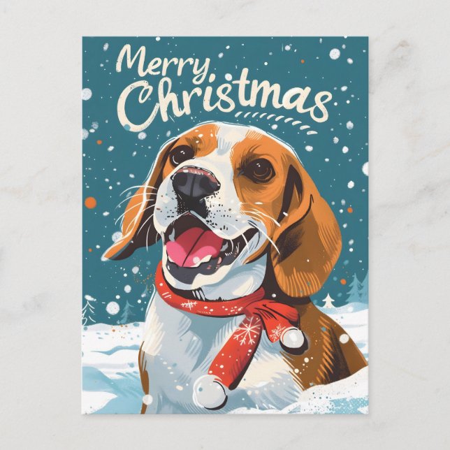 Cartão Postal De Festividades Beagle Christmas (Frente)