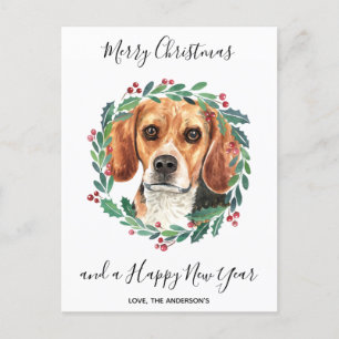 Cartão Postal De Festividades Beagle Dog Elegante Feliz Natal
