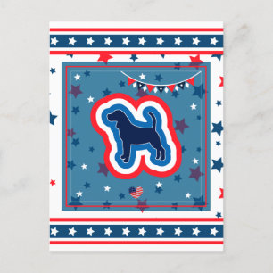 Cartão Postal De Festividades Beagle Patriótico Vermelho Branco e Azul 4 de Julh