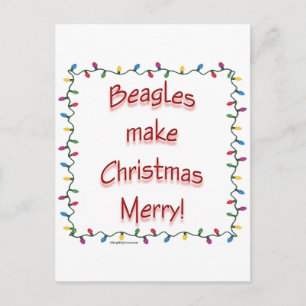 Cartão Postal De Festividades Beagles fazem Feliz de Natal