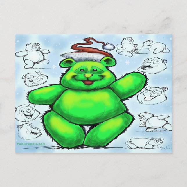 Cartão Postal De Festividades Bear Natal (Frente)
