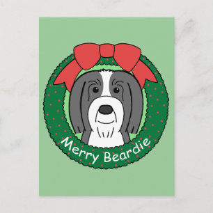 Cartão Postal De Festividades Bearded Collie Christmas