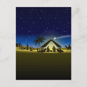 Cartão Postal De Festividades beautiful Christmas nativity image print