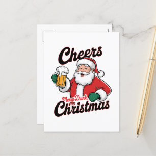 Cartão Postal De Festividades Bebado engraçado Natal