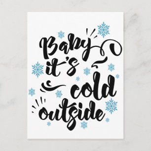 Cartão Postal De Festividades Bebê é fria Fora da tipografia Feriado de invern