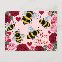 Cartão Postal De Festividades Bee Mine Love Buzz Design