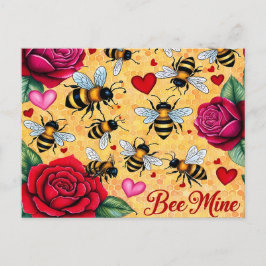 Cartão Postal De Festividades Bee Mine Ouro Amor