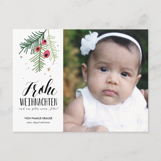 Cartão Postal De Festividades Beeren Rote | Frohe Weihnachten | Postkarte (Frente)