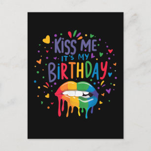 Cartão Postal De Festividades Beije Me É Meu Aniversário