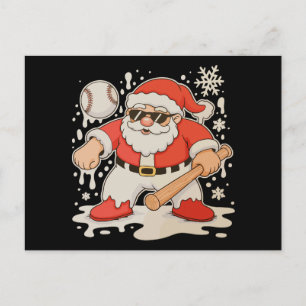 Cartão Postal De Festividades Beisebol de Papai Noel Gotejamento Floco de Neve N