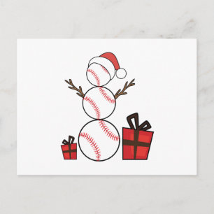 Cartão Postal De Festividades Beisebol Natal Snowman Engraçado