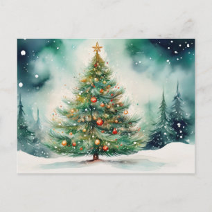 Cartão Postal De Festividades Bela Árvore de Natal ao Ar Livre