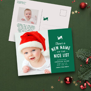 Cartão Postal De Festividades Bela lista de bonitos bebês verdes de Natal
