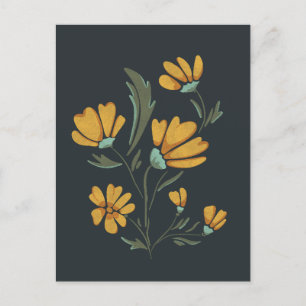 Cartão Postal De Festividades Beleza Simples do Cosmos Amarelo
