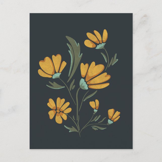 Cartão Postal De Festividades Beleza Simples do Cosmos Amarelo (Frente)