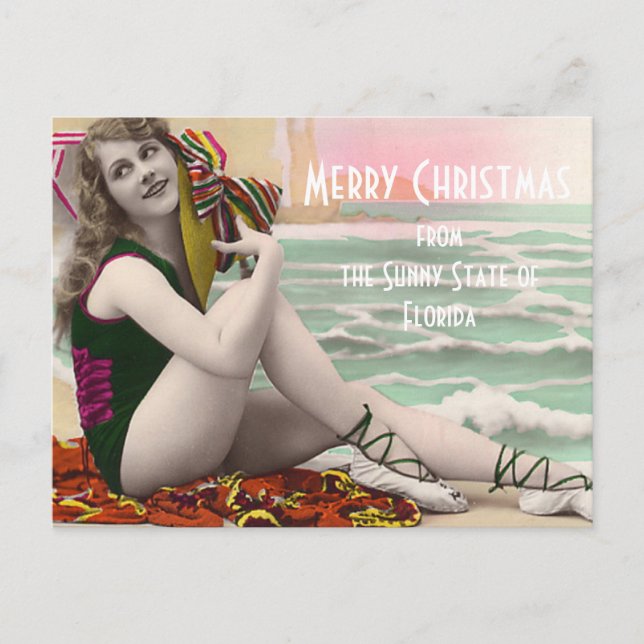 Cartão Postal De Festividades Belezas Balneares do Natal Passado da Flórida (Frente)