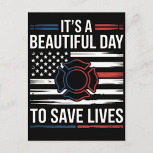 Cartão Postal De Festividades Belíssimo Dia Para Salvar Vidas Bombeiro PNG