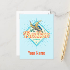 Cartão Postal De Festividades Belize Caribe Tartaruga Retroativa Vintage Souveni