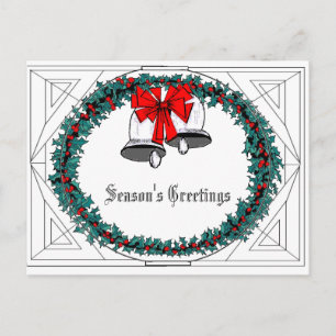 Cartão Postal De Festividades Bell Wreath