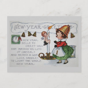 Cartão Postal De Festividades Belle's New Year Greeting