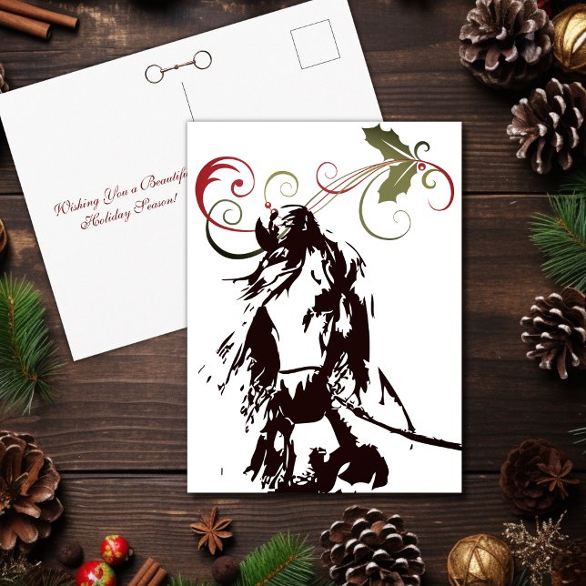 Cartão Postal De Festividades Belo Cavalo e Holly no inverno (Beautiful Horse and Holly Christmas Winter Holiday Postcard)