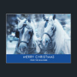 Cartão Postal De Festividades Belo Horse Team Winter Photo Christmas<br><div class="desc">Cartão postal de Natal com uma fotografia de um par de cavalos juntos. Um dia de neve e um filtro azul criam uma foto mágica.</div>