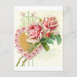 Cartão Postal De Festividades Belo Namorados de Rosas vitorianos