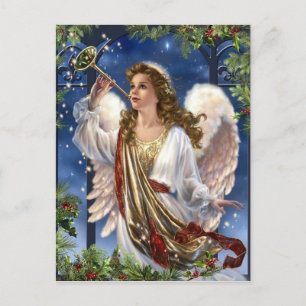 Cartão Postal De Festividades Belo Natal vintage Angel