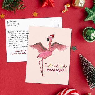 Cartão Postal De Festividades Belo Rosa Tropical Flamingo, Flórida, Natal