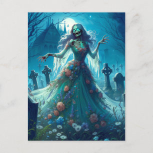 Cartão Postal De Festividades Belo Zombie em Graveyard