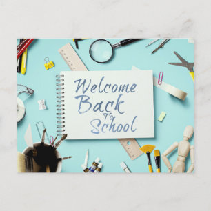 Cartão Postal De Festividades Bem-vindo de Volta à Escola – Estilo Caderno Criat