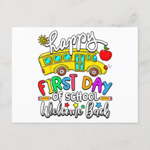 Cartão Postal De Festividades Bem-vindo de volta à escola Feliz Professor de Pri