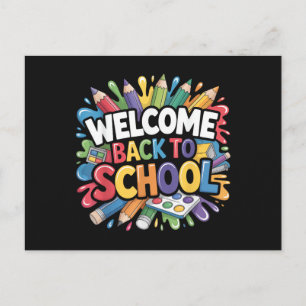 Cartão Postal De Festividades Bem-vindo de Volta à Escola Primeiro Dia de Aula P