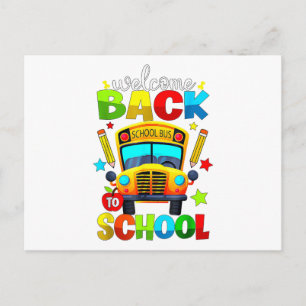 Cartão Postal De Festividades Bem-vindo de Volta ao Autocarro Escolar 1º Dia de
