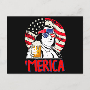 Cartão Postal De Festividades Ben Drankin Vamos comemora a alegria do 4º de