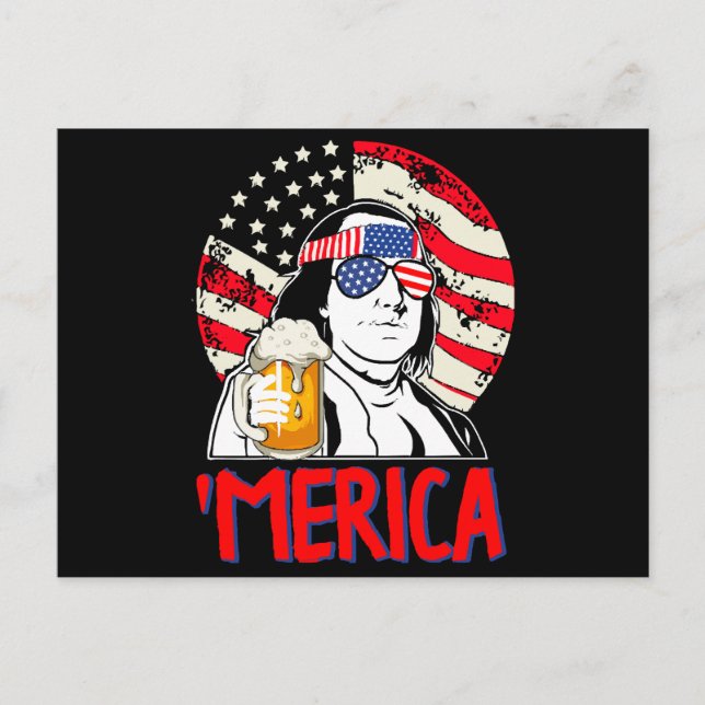 Cartão Postal De Festividades Ben Drankin Vamos comemora a alegria do 4º de (Frente)