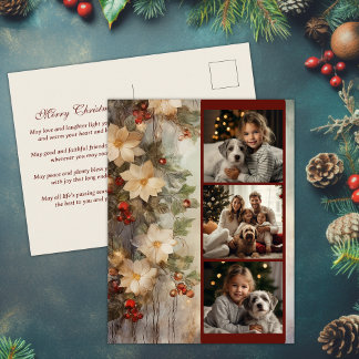 Cartão Postal De Festividades Benção Irlandesa de Natal 3 Foto Flores de inverno