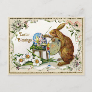 Cartão Postal De Festividades Bênçãos à páscoa Reprodução do Artista Bunny Vinta