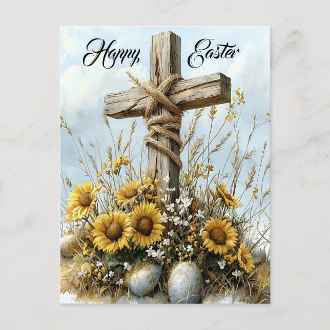 Cartão Postal De Festividades Bênçãos Alegres de Páscoa (Frente)