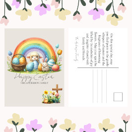 Cartão Postal De Festividades Bênçãos de páscoas do Rainbow Bunny