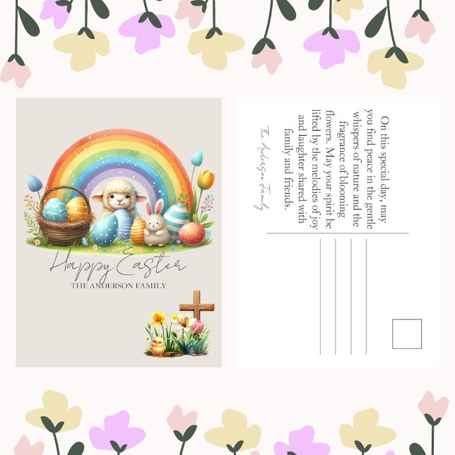Cartão Postal De Festividades Bênçãos de páscoas do Rainbow Bunny (Criador carregado)