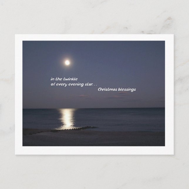 Cartão Postal De Festividades Bênçãos do Natal da noite (Frente)