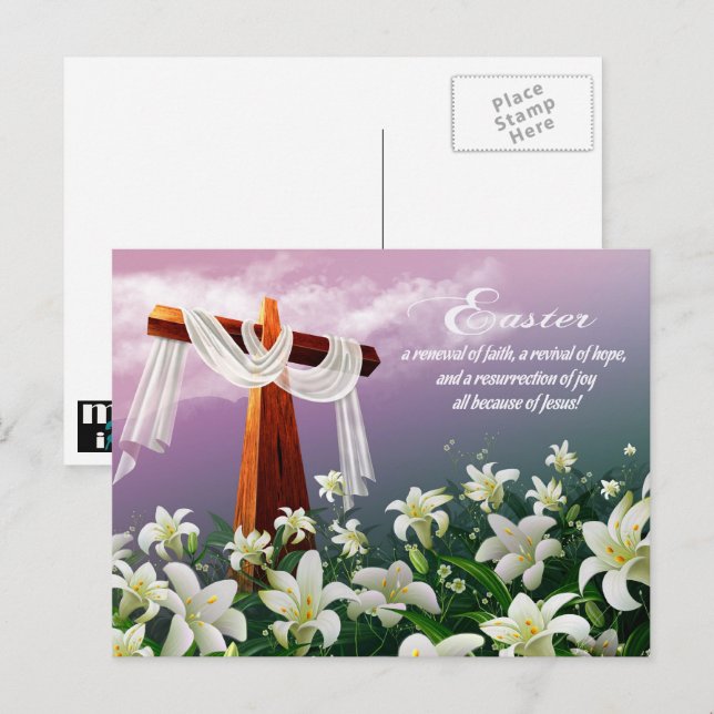 Cartão Postal De Festividades Bênçãos páscoas. Páscoa Religiosa Cristã (Frente/Verso)