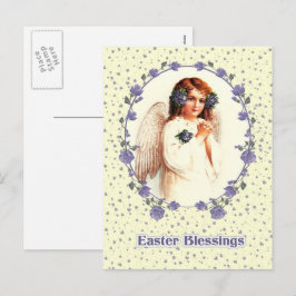 Cartão Postal De Festividades Bênçãos páscoas. Vintage Rezando Religião Anjo