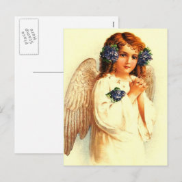 Cartão Postal De Festividades Bênçãos páscoas. Vintage Rezando Religião Anjo