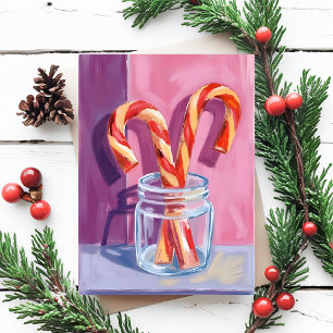 Cartão Postal De Festividades Bengalas de Natal   Natal Antigo